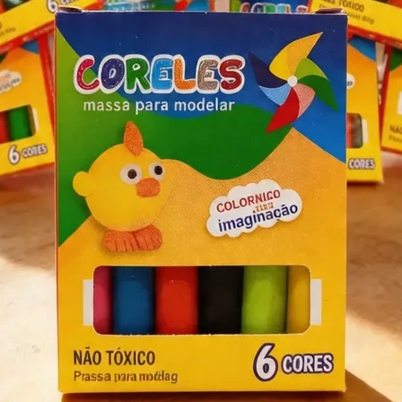 30 Cxs Massinha De Modelar 6 Cor Escolar Infantil Atacado Vermelho Azul Amarelo Verde Laranja Roxo