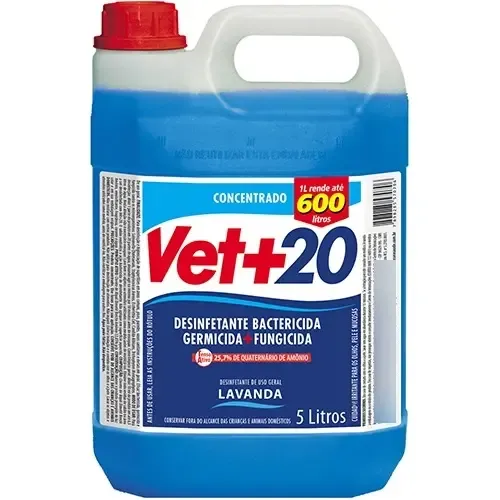 Desinfetante Bactericida Fungicida Vet+20 Lavanda - 5 Lt