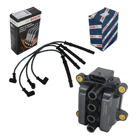 Kit Bobina E Cabo De Vela Sandero Logan Clio 1.0 16v Bosch
