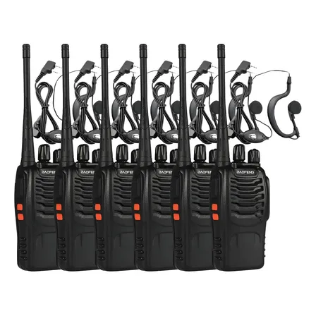Kit 6 Radios Comunicador Baofeng 777s Profissional Ht Uhf Preto 400-470mhz Bivolt