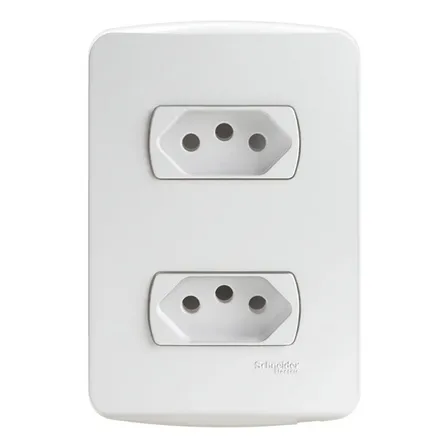 Conjunto Tomada Dupla 20a Schneider Miluz 4x2 Branco