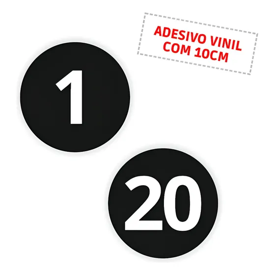 Adesivos Números 1 A 20 Com 10cm Preto Carro Armário Mesa
