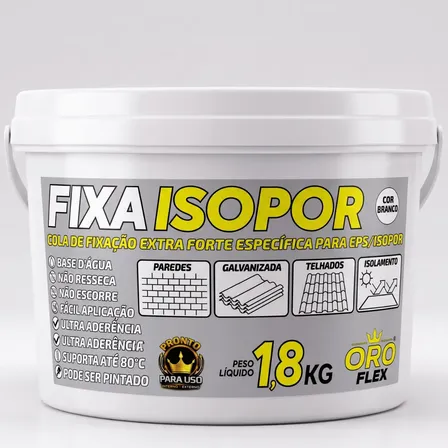 Produto Cola Fixa Isopor Telhado Fibrocimento 1,8kg Branco Branco - 18kg