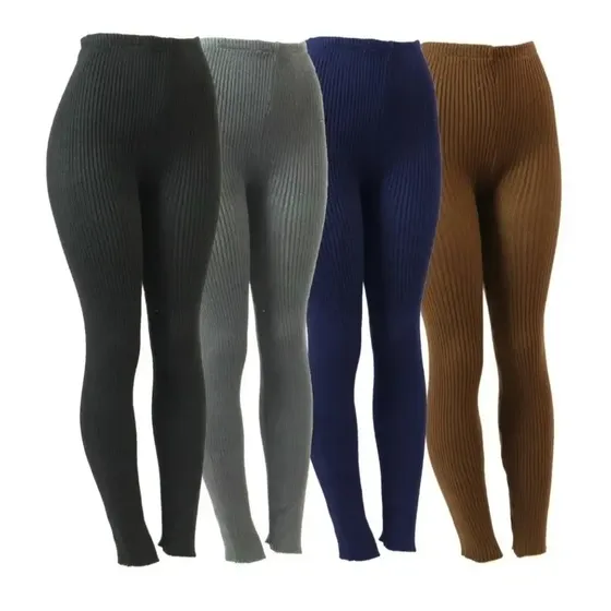 03 Meia Calça Em Lã Legging Frio Inverno Cor Preto
