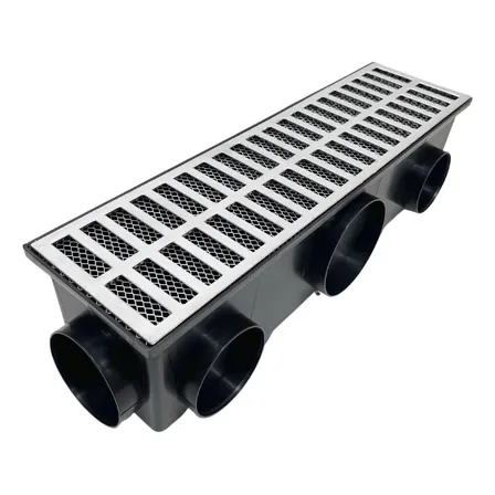 Ralo Linear Alumínio 15x50 Com Tela Saídas De 75mm 100mm