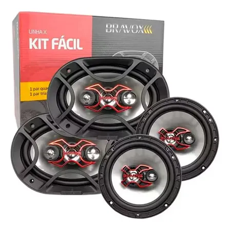 Bravox Kit Fácil Som Automotivo 6x9 + 6 Pol 240w Rms 4 Ohms