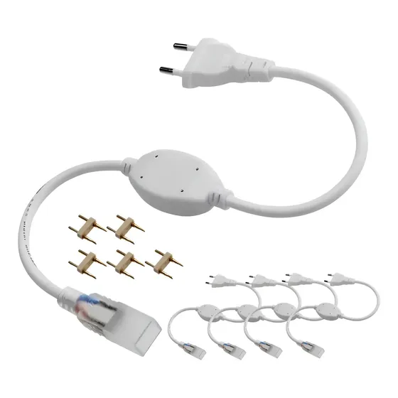 5 Conector Plug Tomada Fonte Mangueira Led 5050 Chata Bivolt