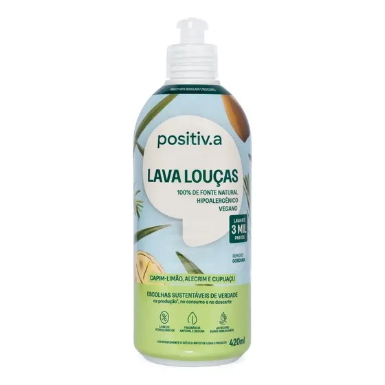 Detergente Gel Neutro Vegano Hipoalergênico 420ml Positiva