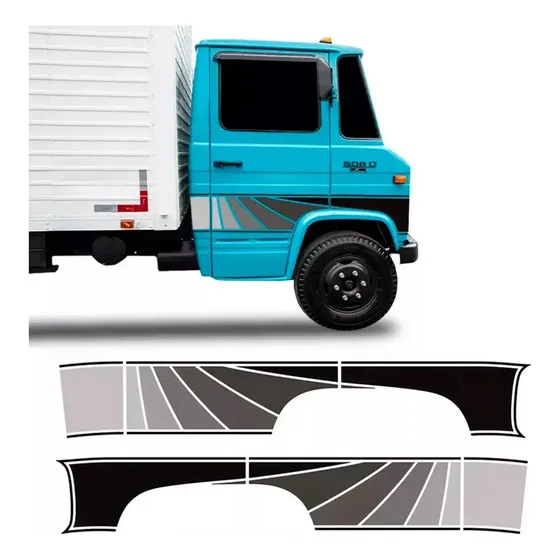 Kit Adesivo Faixa Lateral Caminhão Mercedes Benz Mb 608 Gra