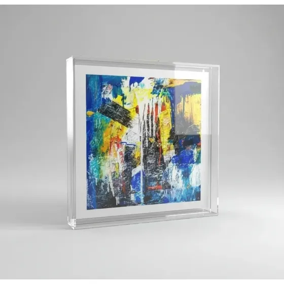 Moldura Caixa De Mesa/parede E. Acrílico Luxo 25x25x4cm