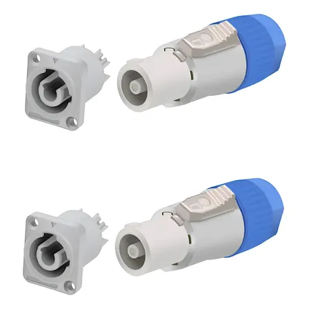 Kit 2 Conector Powercon Macho E Fêmea Branco Tipo Neutrik Branco
