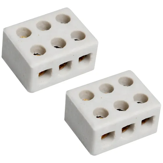 Kit 2 Conector Emenda Porcelana Cerâmica Fios Chuveiro 10mm