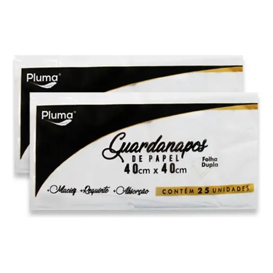 100 Guardanapos 40x40 Folha Dupla Papel Luxo Fino Acabamento Branco