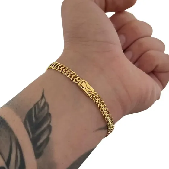 Pulseira Masculina Grumet Lacraia 6mm Banhada A Ouro 18k