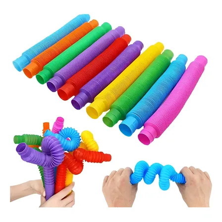 Kit 10 Pop Tube Tubo Sensorial Descompressão Anti Stres 14cm