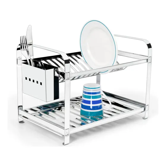 Escorredor De Louca Inox 16 Pratos Talher Inox Mak Inox