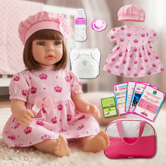 Boneca Bebê Reborn Realista Silicone Bolsa De Maternidade