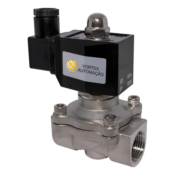 Válvula Solenóide Rosca 1'' Inox 2/2 Vias Água/óleo/ar 220v