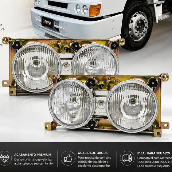 Par Farol Mercedes Benz 1620 Ano 2010 Lentes De Vidro Oferta