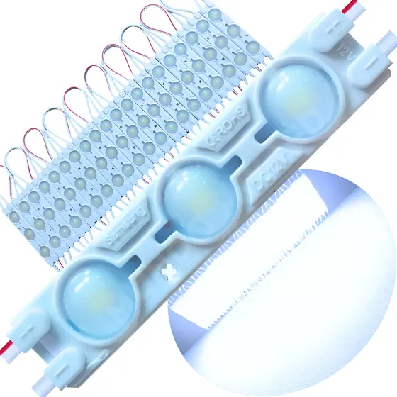 600pçs Módulo Injetado 12v 1,7w 7025 3-leds Frio 6500k 160º