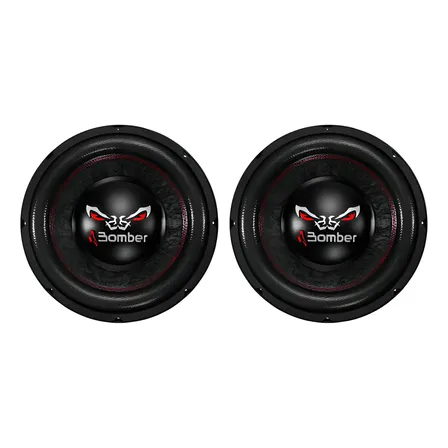 Kit 2 Subwoofer Bomber 12 Pol 600w 4 Ohms Bobina Dupla Preto