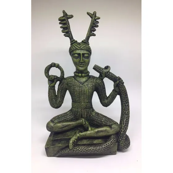 Deus Cernunnos Wicca Estatueta Resina Mod1 Verde