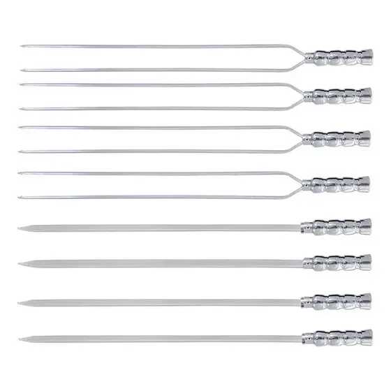 Kit 8 Espetos De Alumínio 60cm Para Churrasco Churrasqueira