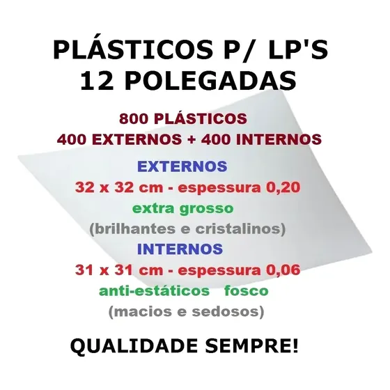 Vinil Lps 800 Plásticos 400 Extra Grosso 0,20 + 400 Internos
