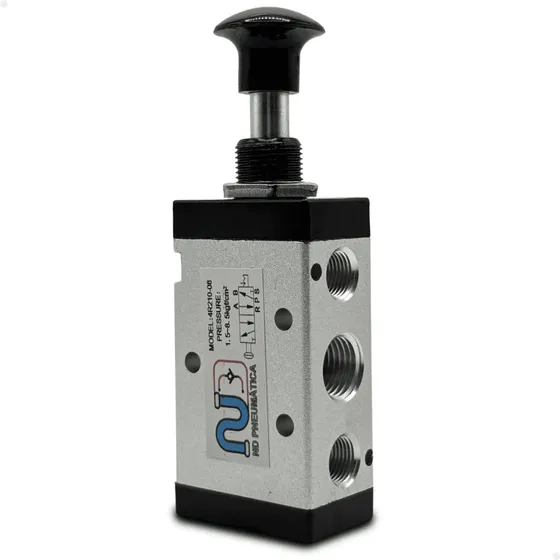 Válvula Pneumática Botão Trava 5/2 Vias Rosca 1/4 Bsp 145psi