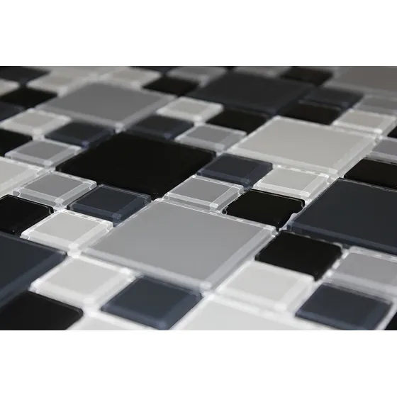 Pastilha De Vidro Cristal Cinza Mix Coordenadas Kit 7 Placas