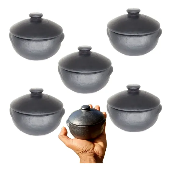 Kit Pimenteira De Barro Com Tampa 6 Unidades