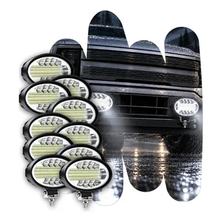 Kit 10 Farol De Milha Oval Led 144w 9-36v Universal Off Road