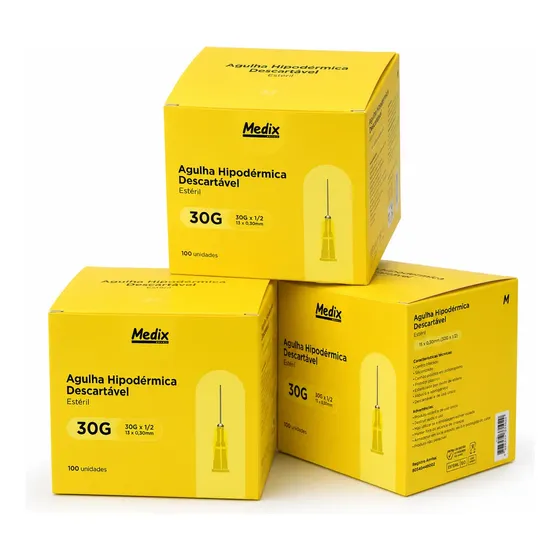 Agulha Hipodérmica Medix 13x0,30mm - Kit 300 Unidades