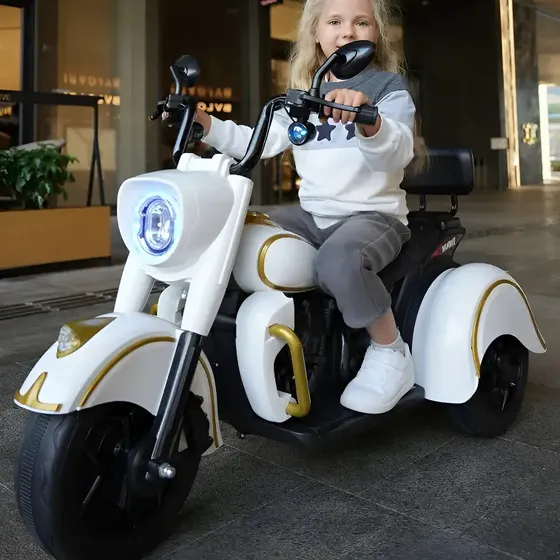 Moto Elétrica Grande Infantil Menino Menina Branca Cl