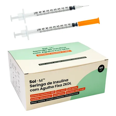 Seringa De Insulina 0,5ml C Agulha Fixa 0,25mmx6mm Blister