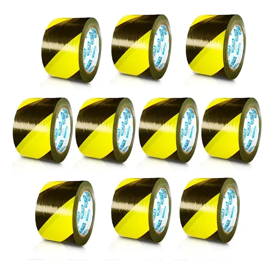 Kit 10 Fita Zebrada Amarelo E Preto 65mm X 150m Isolamento