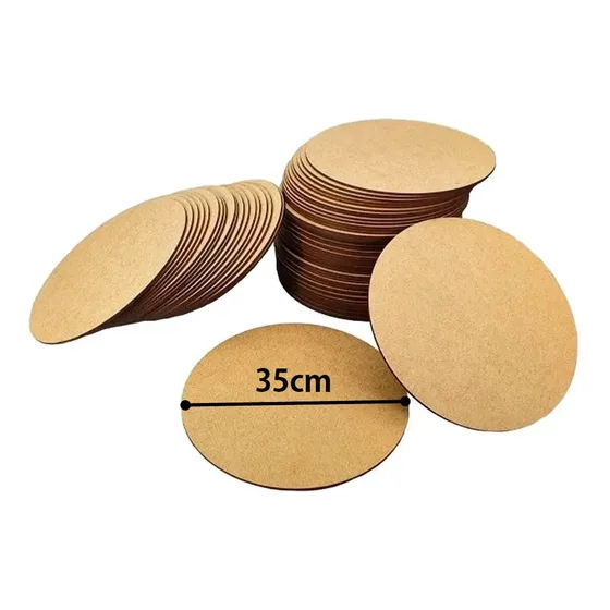 Kit 12 Bolachas 35x35 Mdf Cru Circulo Base Sousplat