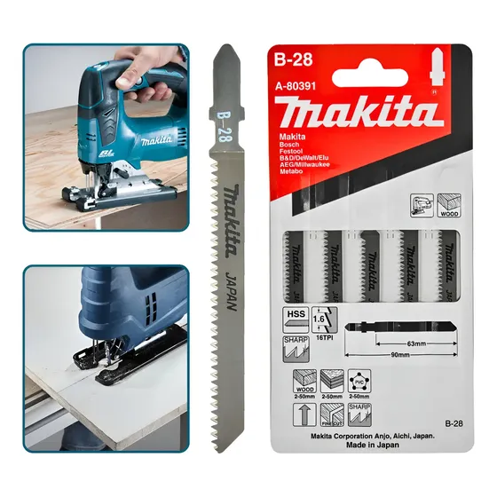 Kit 5 Lâminas Serra Tico Tico Mdf Makita B-28721 Corte Fino