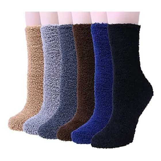 6 Pares Meia Felpuda Super Macia Cano Médio Lisa 34a44 Uniss