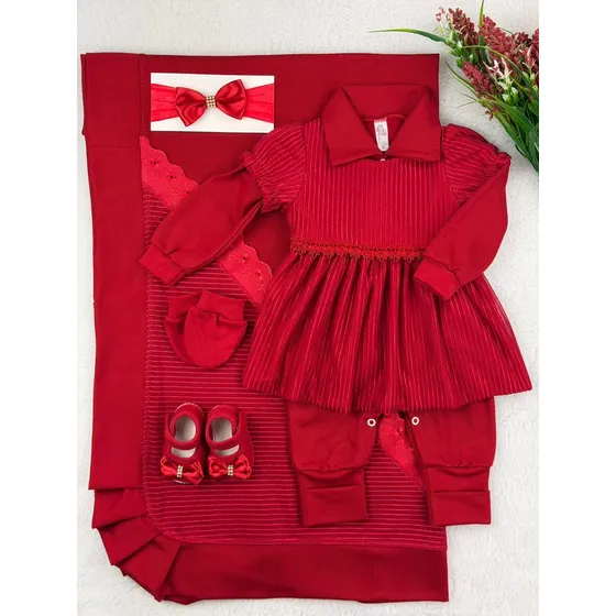 Saída De Maternidade Feminina Kit Enxoval Bebê 6 Peças