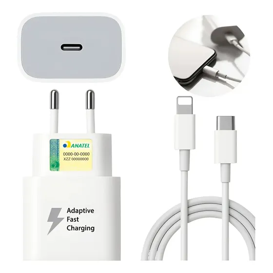 Carregador Fonte Rapido Usbc Para iPhone 12 Pro Max Mini 20w