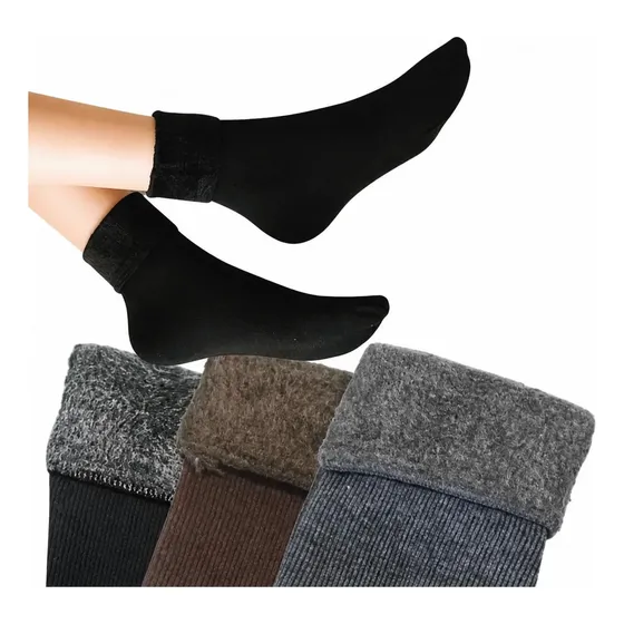 4 Pres Meia Térmica Fleece Infantil Frio Grossa 32a38 Tubo