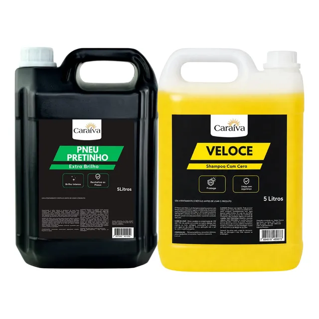 Shampoo Com Cera Neutro Concentrado + Pneu Pretinho Carro 5l