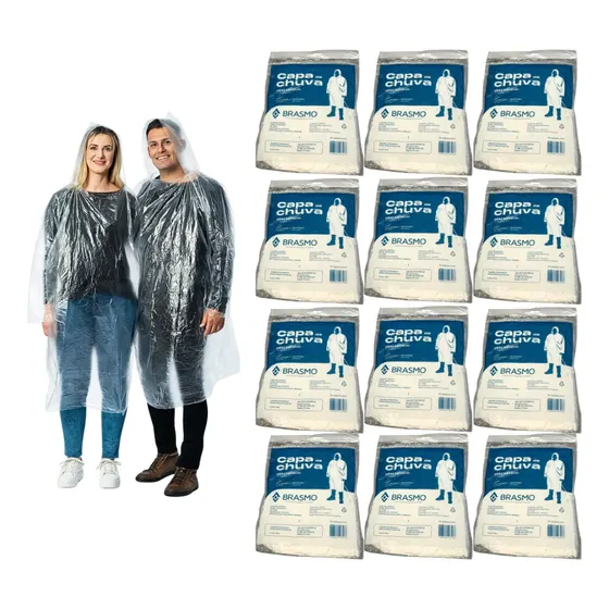 Kit 20 Capa De Chuva Descartável Transparente Incolor Unisex