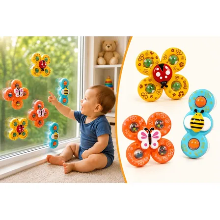 Brinquedo Com Ventosa Para Bebês Gruda No Vidro Kit 3 Peças