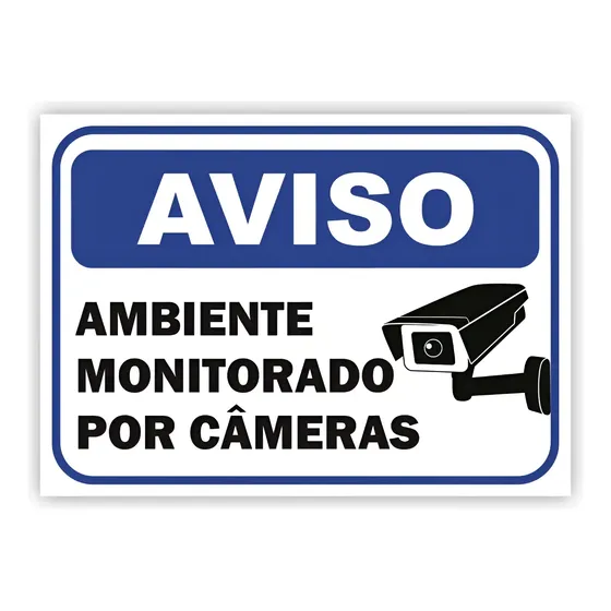 Placa Aviso Ambiente Monitorado Por Cameras 25x18cm