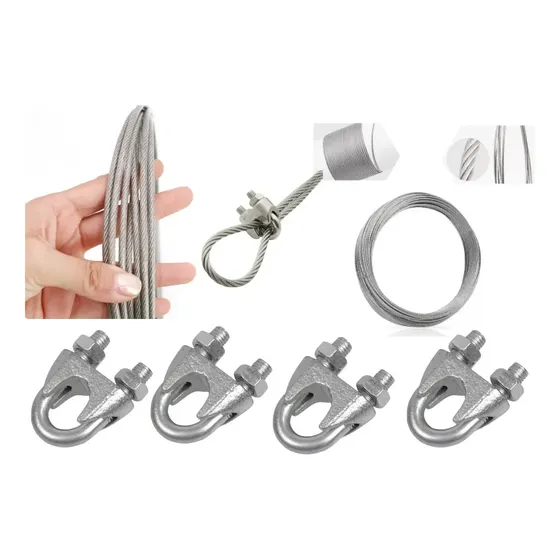 30mts Cabo De Aço Revestido Pvc Cristal 2mm Varal + 6 Clips