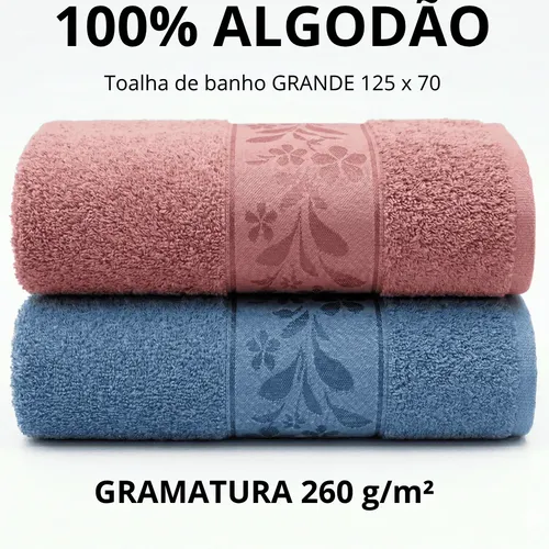 2 Toalhas De Banho Kit Casal Ele E Ela 100% Algodão Azul/rose