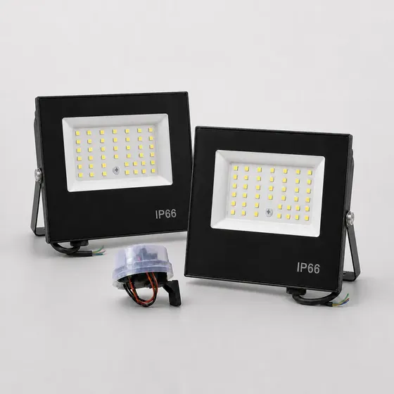 Kit Refletor Led 100w E Sensor Fotocélula Automático