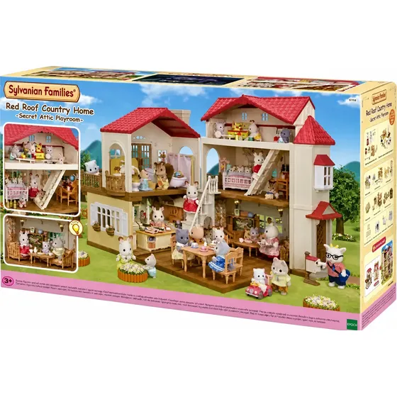 Casa Telhado Vermelho Luzes Sotao Sylvanian Familes